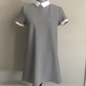 Zara black/white stripe dress w/ Peter Pan collar